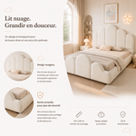 Upholstered Kids Bed 140x200cm with Headboard in Beige Velvet