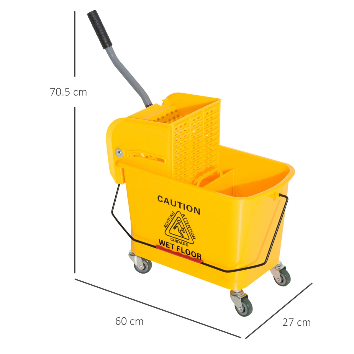 Cleaning Bucket Cart 20 Liter Mop 2 Chambers Yellow