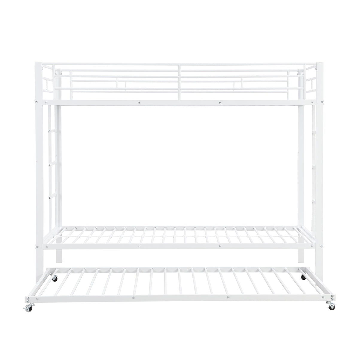 Bunk Bed 90x200cm Pull-out Bed High Railings - White