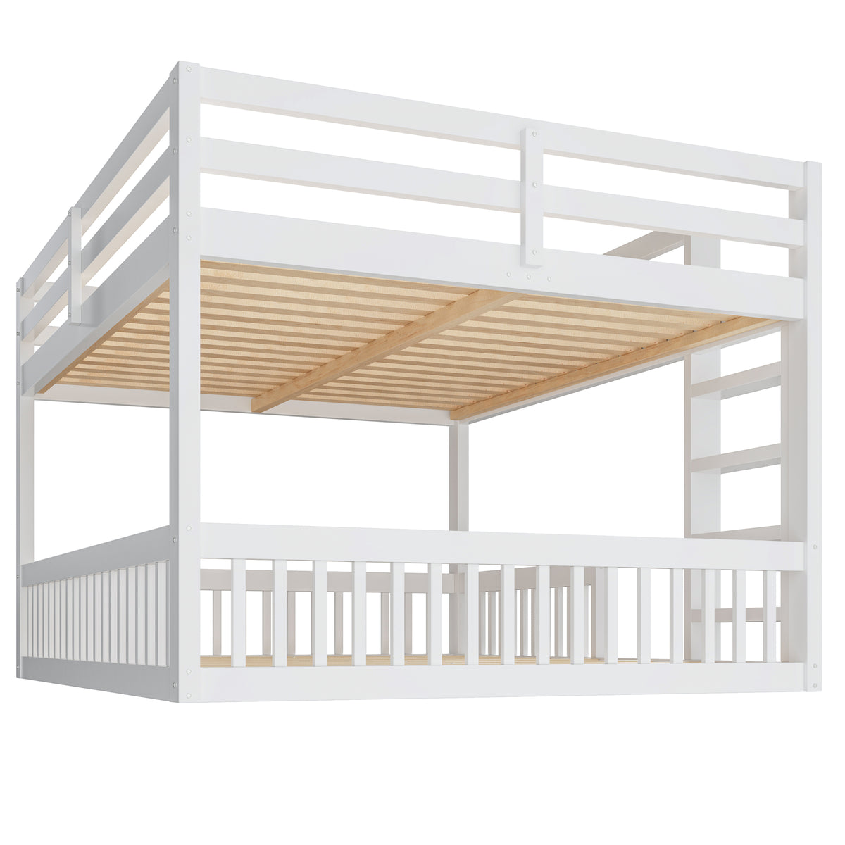 Bunk Bed 160x200 cm with Safety Guard Railings, White