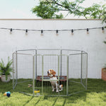 Puppy Playpen 8-Piece 100cm High Outdoor Run Steel Silver