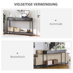 Console Table with 2 Drawers, Lower Shelf, Steel Grey
