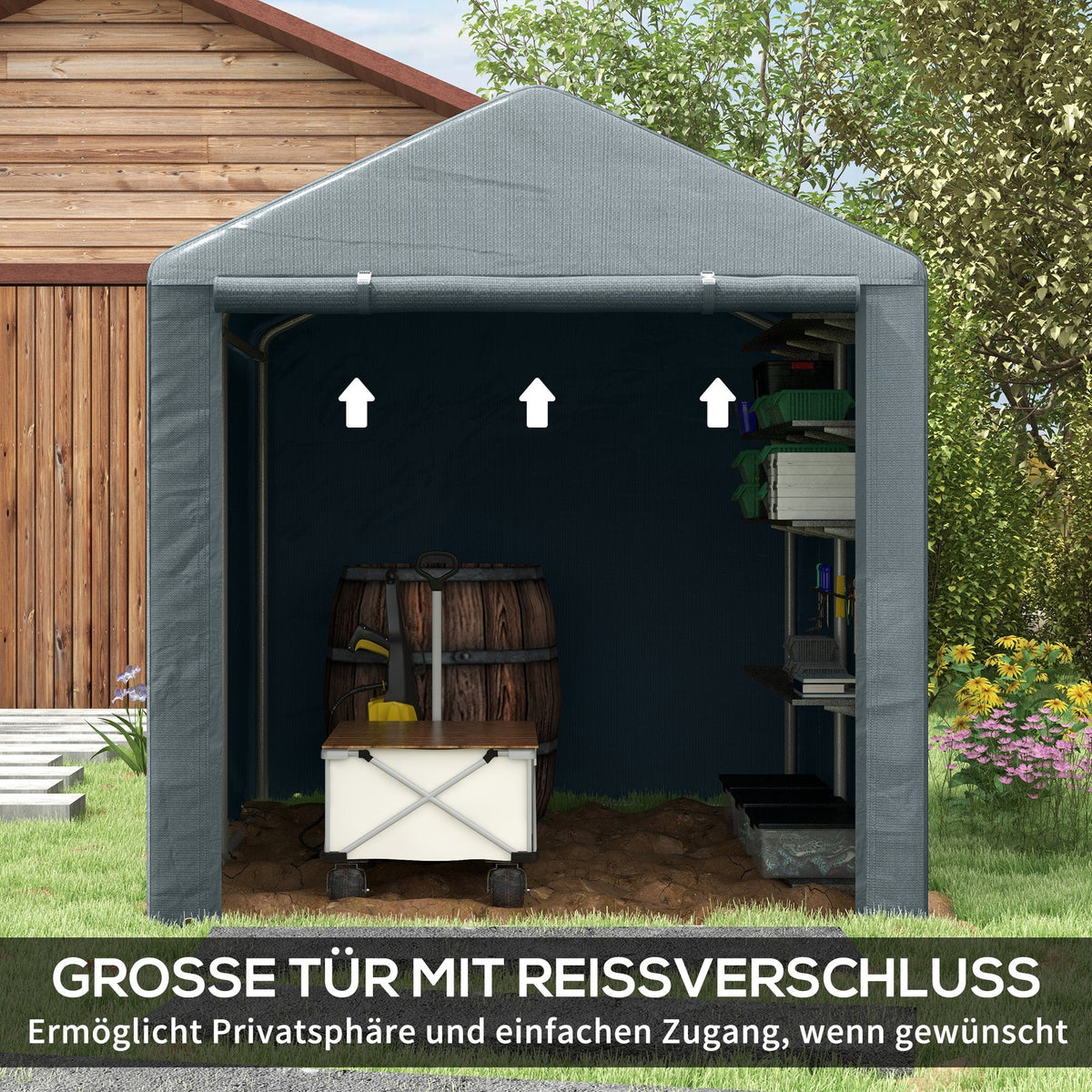 Garage Tent, UV Protection Storage with Zipper, Water-Repellent Foil