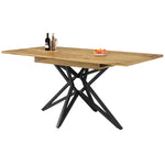 Extendable Dining Table Set with 4 Chairs, Dark Grey Velvet and Walnut Look