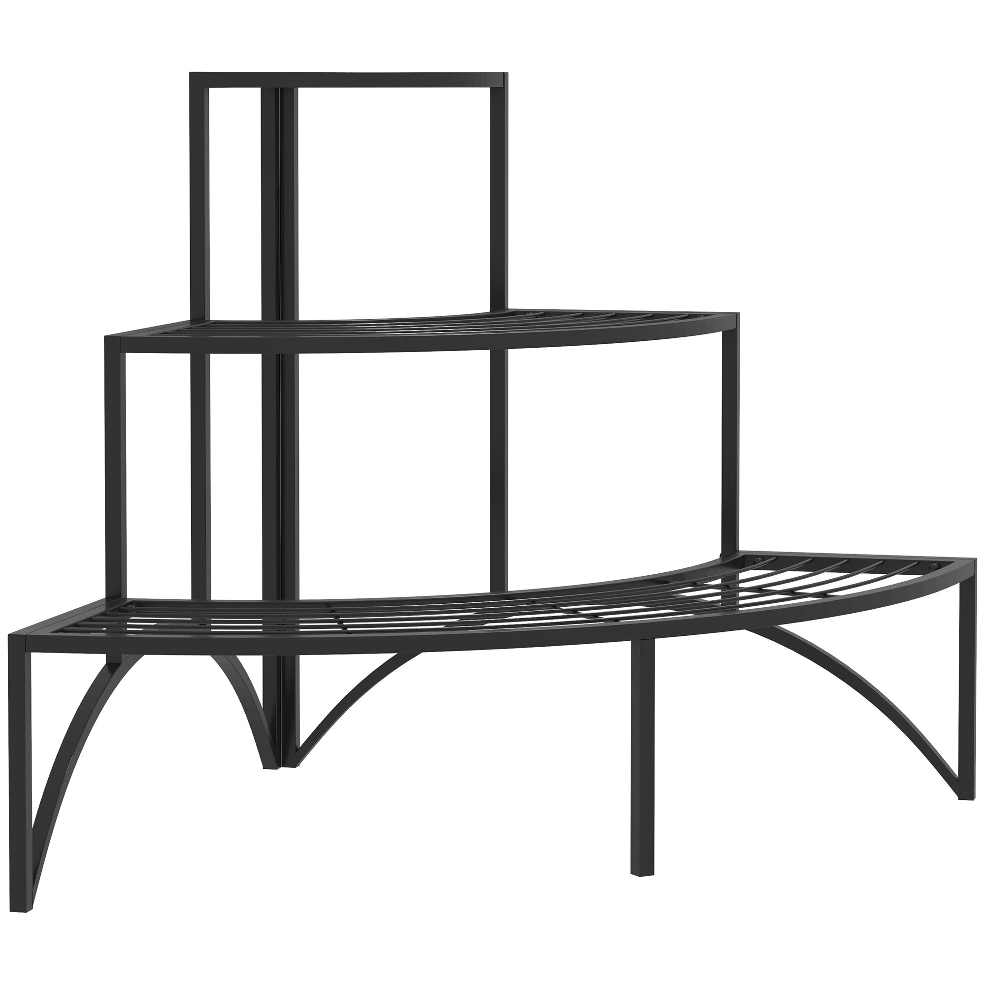3-Tier Plant Stand, Metal Flower Shelf, 60cm High, Black