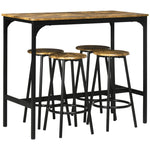 5-Piece Bar Table Set, 4 Bar Stools Industrial Design Rustic Brown Metal
