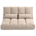 Floor Chair 2-in-1 Bed Adjustable Backrest Seat Cushion Beige Velvet Steel