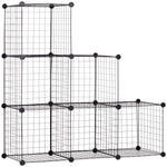 Shelving Unit, 6 Compartments, Wire Mesh Cube, Black