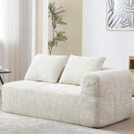 Sofa 2-Seater, Plush Cushion Side Pockets, Beige