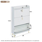 Shoe Cabinet with 3 Doors, Narrow 6 Compartment Adjustable - White