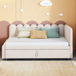 2-in-1 Sleeper Sofa L-Shaped Multifunctional Bed 90/180x200cm Velvet Beige