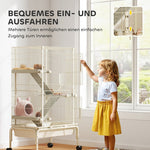 Small Animal Cage, 4 Levels with Food Bowl and Water Bottle, Beige