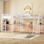 Loft Bed 90x200cm with Desk & Double Staircase, White
