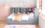 Solid Wood Sofa 140x200cm, Extra Large Drawers, USB, LED, Grey