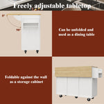 Dining Cart Kitchen Island - Multifunctional Extendable Table Storage - White Wood Grain