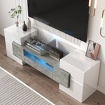TV Cabinet Lowboard 145cm LED Lighting Modern High-Gloss White