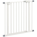 Dog Safety Gate, No-Drill Barrier/Stair Gate 74-80cm, Metal/Plastic White