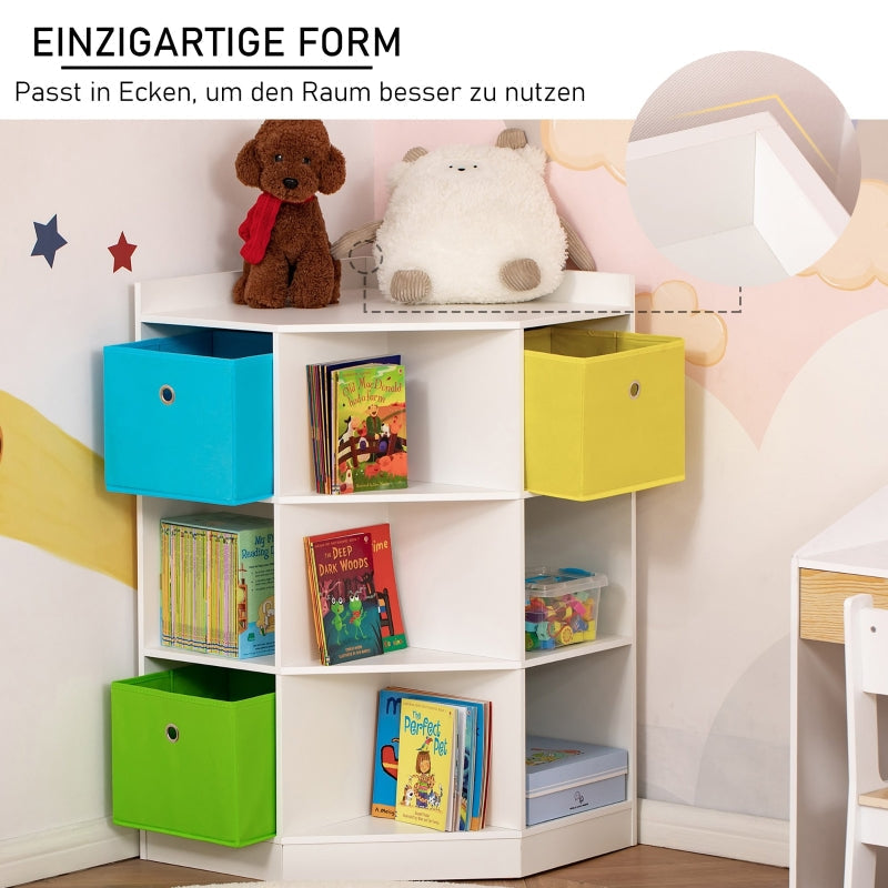 Children's Corner Shelf 3 Storage Boxes Toy Storage White