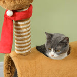 Cat Tree 98cm Deer Design, Cave, Play Ball, Jute Trunks Brown