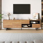 TV Cabinet 70-Inch Storage Ladder Compartments, Wood-Colored Chipboard