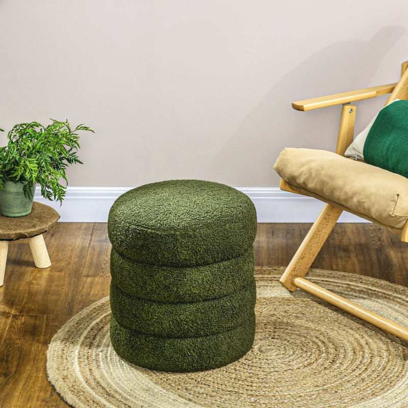 Stool, Round, Teddy Fleece, Green