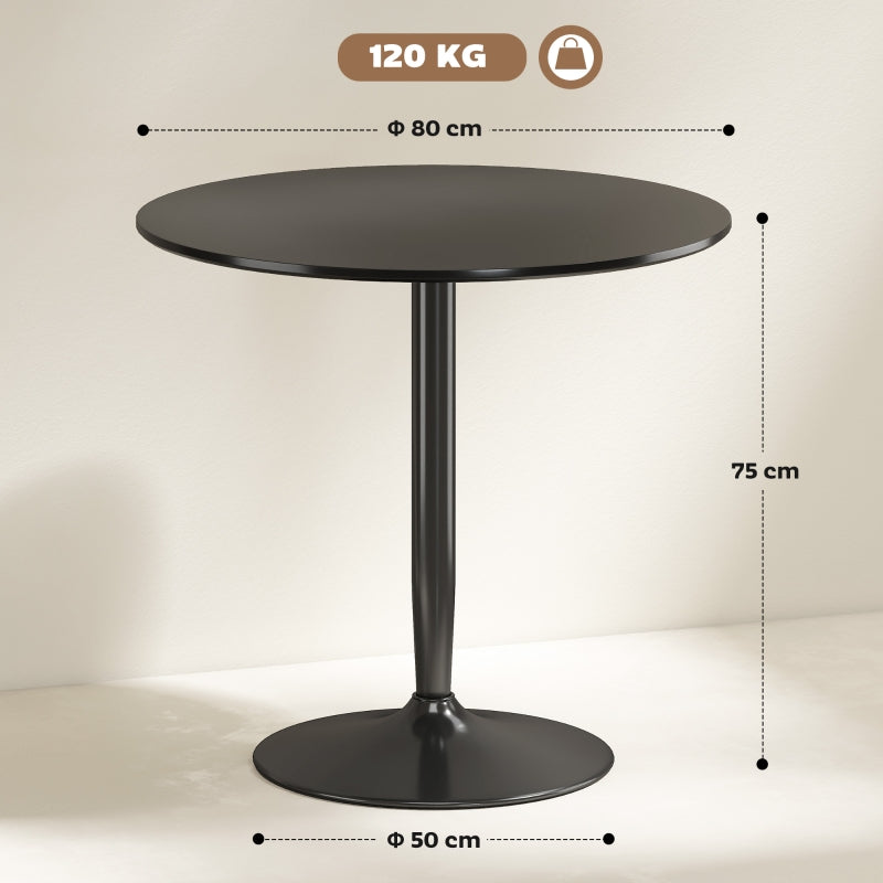 Dining Table Round Ø80 cm 2-Seater Non-Slip - Black