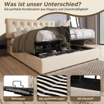 Hydraulic Upholstered Bed 140x200cm with Storage, Natural