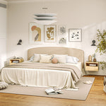 Hanging Bedside Tables, Floating Nightstand with Drawer, Natural Wood