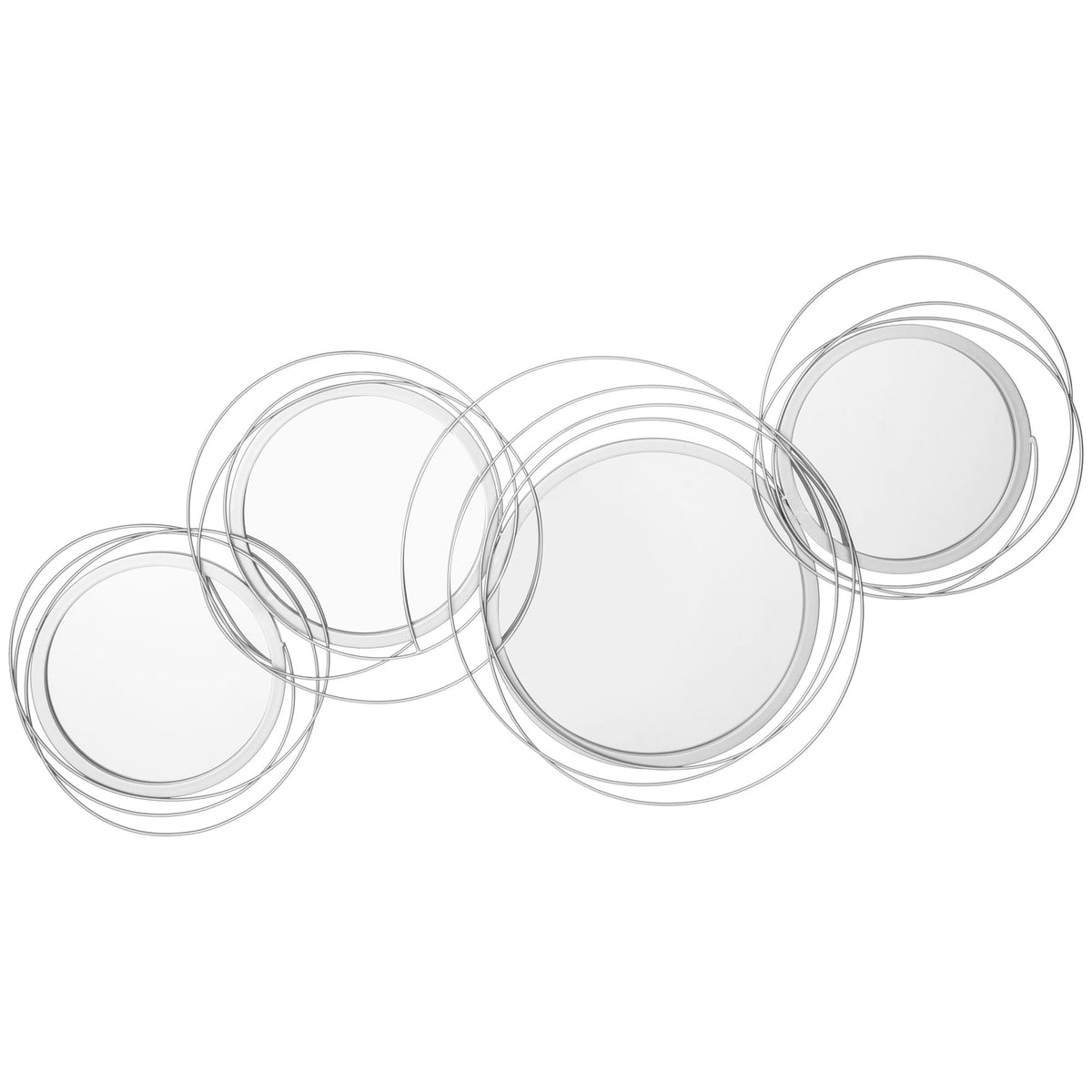 Mirrors Set, 3-Piece 4 Round Wall Decoration, Metal, Silver
