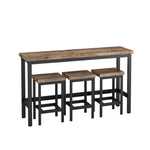 Dining Table Set, 148CM Modern Design Kitchen Pub Table with 3 Stools, Natural