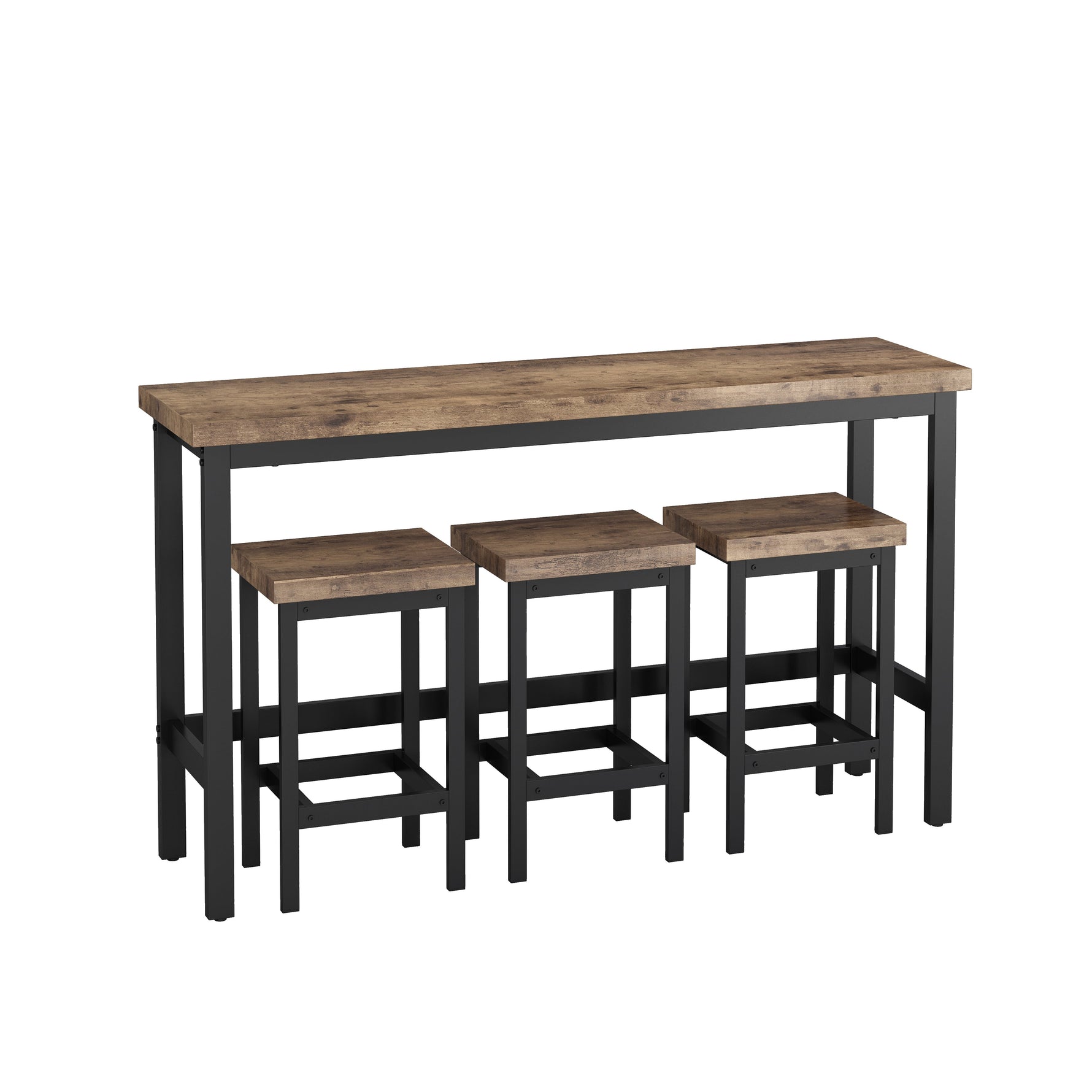 Dining Table Set, 148CM Modern Design Kitchen Pub Table with 3 Stools, Natural