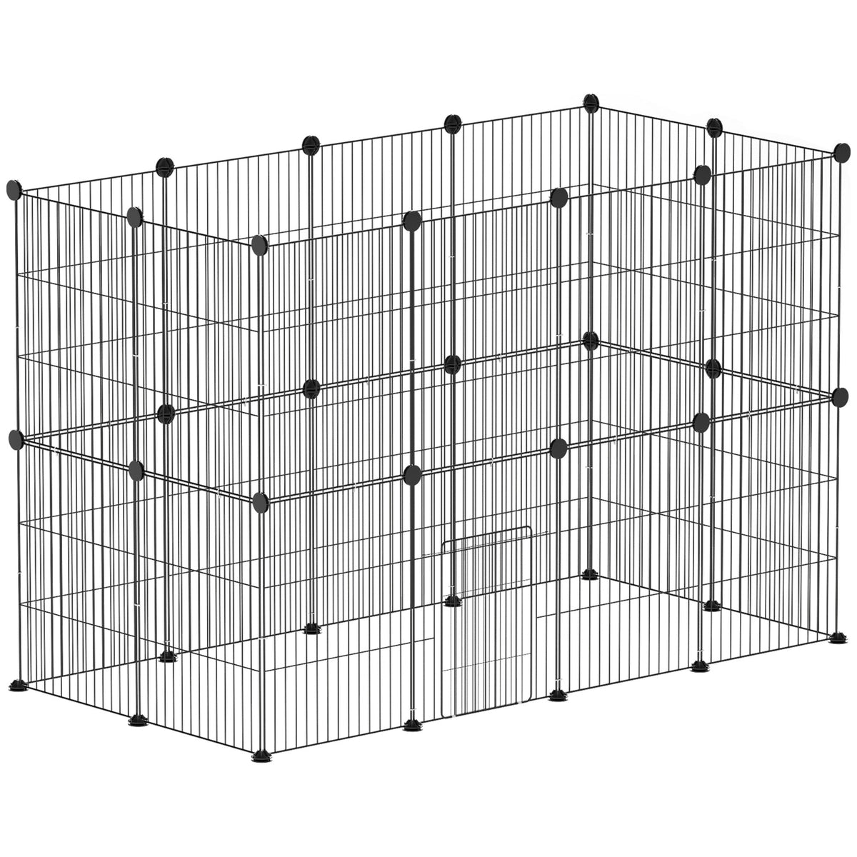 Rabbit/Guinea Pig Enclosure Wire Mesh with Door, Black Steel