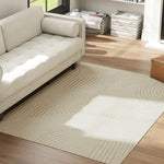 Machine-Woven Rug, 15mm High, Non-Slip, Cream White