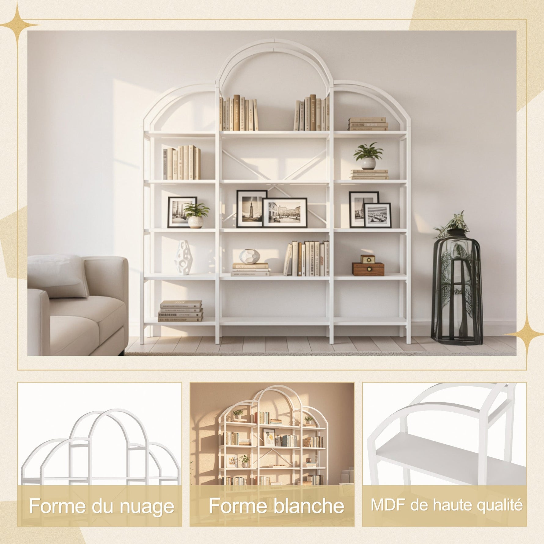 Shelf 170x26x190cm 5-Tier Cloud Shape - White