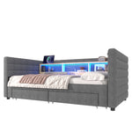 Multifunctional Daybed 90x190cm with Drawers, Grey Velvet