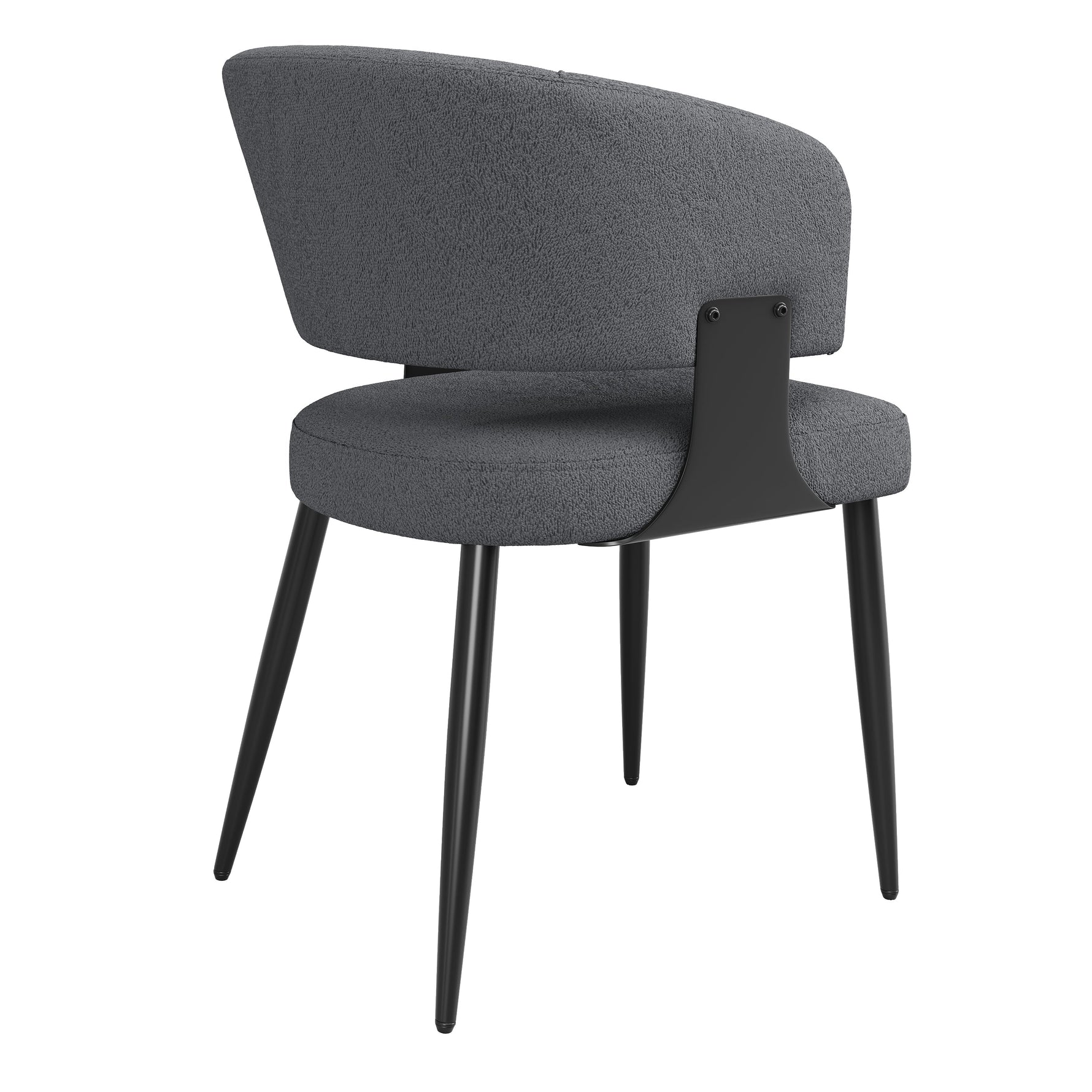 Dining Chair Set of 6, Ergonomic Design with Curved Backrest, Beige/Grey Flannel