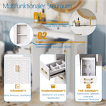Bathroom Vanity Unit with Ceramic Sink and Side Storage Shelf, White