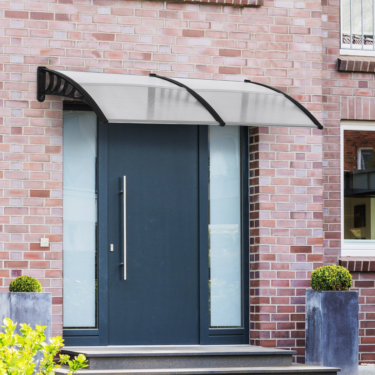 Pent Canopy, Front Door UV Rain Sun Protection, Aluminum Black