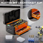 Tool Box with Drawer, Storage Compartment, Steel, Orange