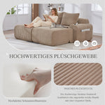 Modular Sofa 2-Person 2 Ottomans Cup Holder Storage Corduroy Khaki
