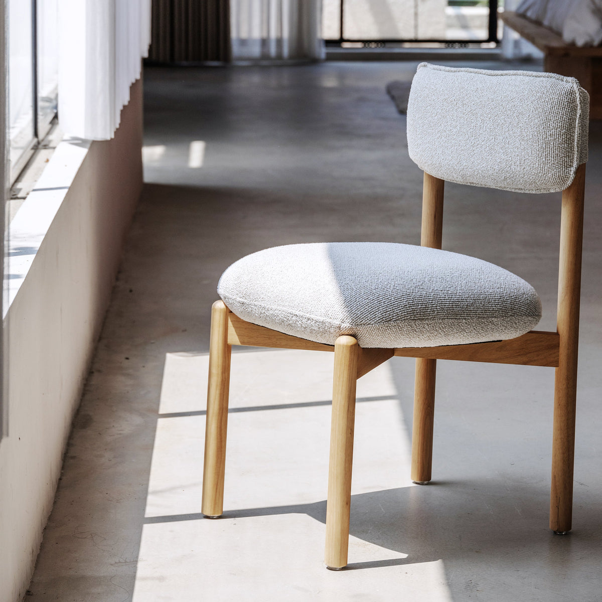 Wooden Chair Frank, Upholstered Small Packing Size, Natural/Beige