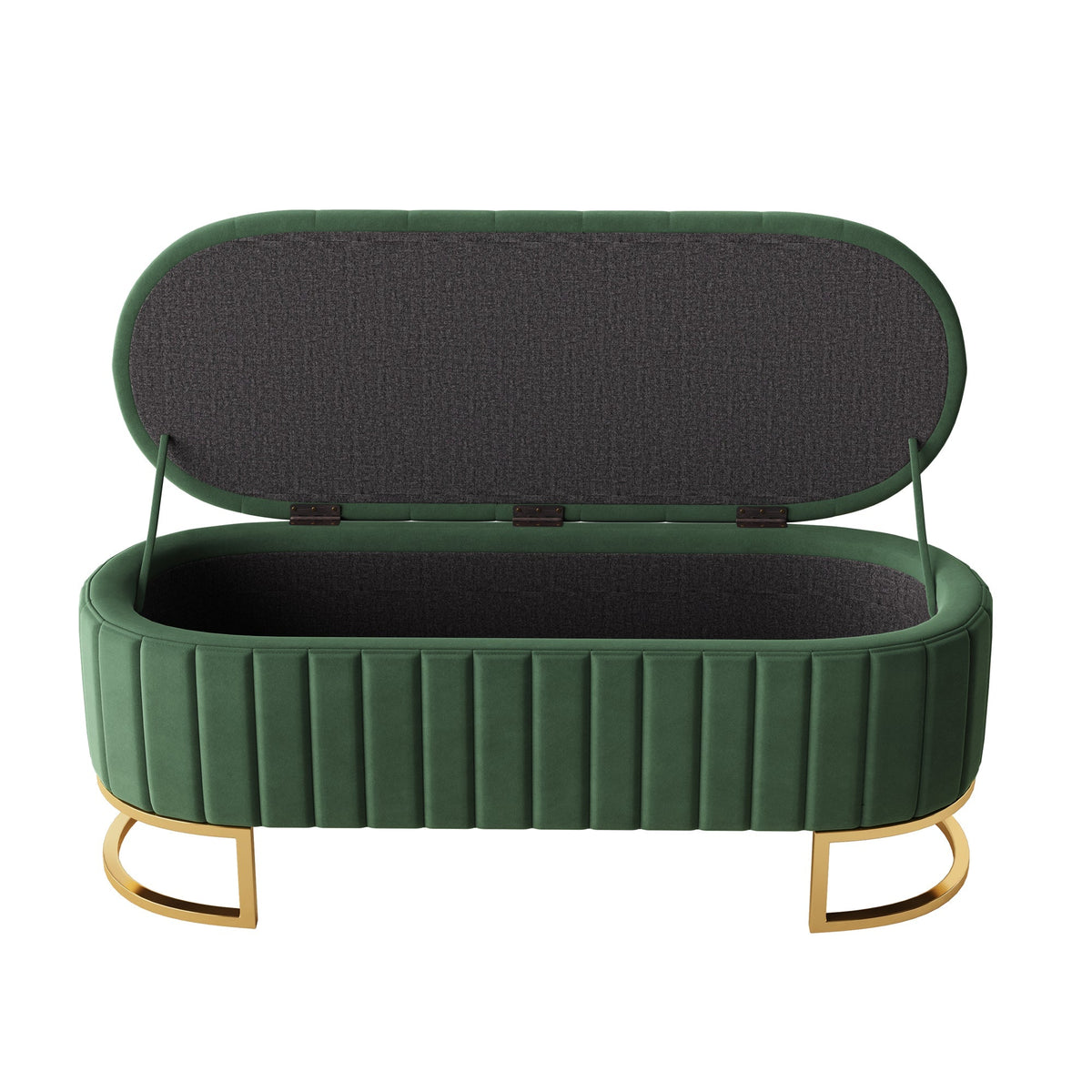 Storage Bench and Footstool with Storage Space, 120 x 40 cm, Green Velvet
