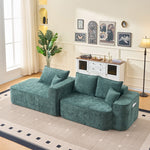 Cloud Couch L-Shaped Corner Sofa, 262cm with XXL Deep Seat and Chaise Longue, Green Chenille