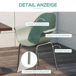 Garden Chairs Set of 4 with Backrest Armrests Weatherproof - Plastic/Metal Green
