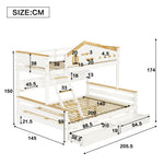 Bunk Bed, Children's with Drawers & Ladder, Pine+MDF White+Natural