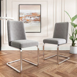 Velvet Dining Chair Set of 4 Diamond Back Luxurious Metal Legs Grey