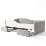 Upholstered Children's Bed 90x190 with Drawers, Grey Velvet