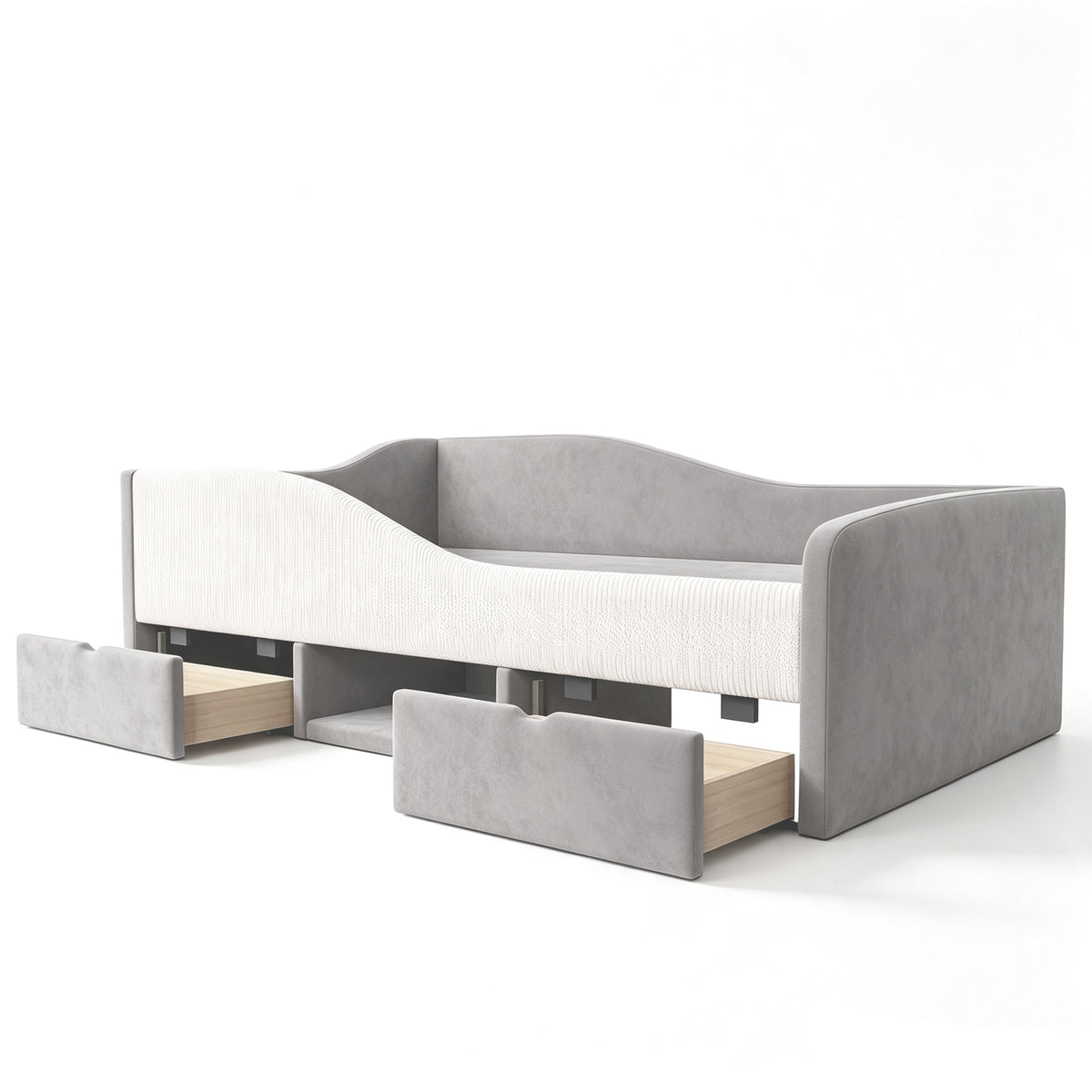 Upholstered Children's Bed 90x190 with Drawers, Grey Velvet