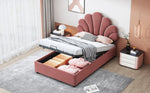 Upholstered Children's Bed 90x200cm Floral Headboard Hydraulic Storage Velvet Pink