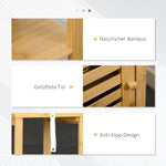 Bathroom Cabinet, Height-Adjustable, 2 Shelves, 33x30x120cm, Natural Bamboo